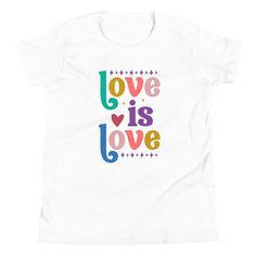 Make a fashion statement and show your support with our Love is Love Youth T-Shirt! This empowering tee is perfect for young activists, crafted with premium materials for ultimate comfort. Join the movement and embrace love and equality! #LoveIsLove #EqualityMatters Heart Tshirt, Message Of Love