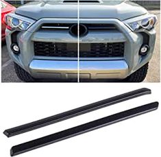 two front bumper guards for the toyota rav4 with chrome finish and black trim