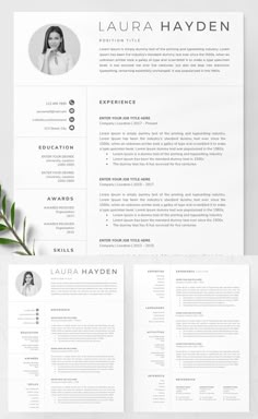 a professional resume and cover letter on top of a white background with a green plant