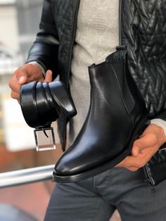 The Aqua Black Chelsea Boots-baagr.myshopify.com-shoes2-BOJONI Chelsea Leather Boots, Black Boots Men, Leather Boots Black, Botas Chelsea, Leather Footwear, Code Black, Mens Boots Fashion, Mens Leather Boots, Mens Fashion Classy