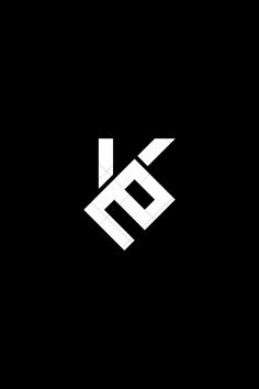 the letter k is made up of two white letters on a black background with an arrow