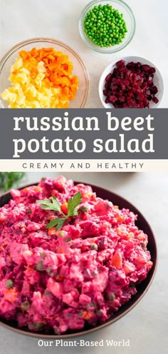 russian beet potato salad with creamy and healthy ingredients