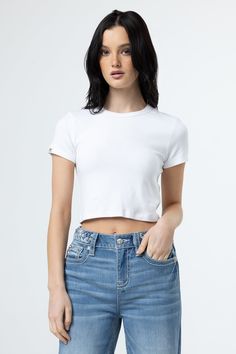 Ribbed, fitted and cropped T-shirt- Embroidered M logos on back neck- M logo brand patch on right sleeve Model is wearing size: SModel Measurements:Height: 5'9"Bust: 32"Waist: 23.5"Hips: 34.5"Fabric Content: Self: 46% Rayon, 46% Cotton, 8% SpandexCare: Gentle machine wash inside out with like colors in cold water Style No. MT2924S-CHARCOAL BLACK, MT2924S-RASP PNK, MT2924S-TAUPE BEIG, MT2924S-WHITE M Logos, Birthday Fit, Water Model, Sleeve Model, Birthday Fits, Straight Clothes, M Logo, Denim Accessories, Charcoal Black