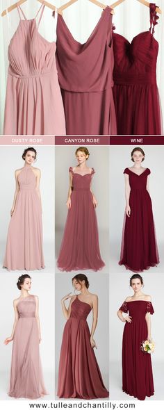 bridesmaid dresses in different colors and styles