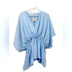 Oversized Sky Blue Blouse, Long Bell Sleeves, Flowy Elastic Waistband Sky Blue Blouse, Boutique Blouse, Long Sleeve Ruffle Top, Butterfly Sleeve Blouse, Chiffon Tank Tops, Moon Blue, Animal Print Shirts, Long Bell Sleeves, Purple Silk