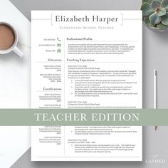 a teacher resume with an apple and pencil