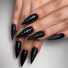 Biker Nails Designs, Rocker Nails, Welcome To Instagram, Nail Buffers, Black Stiletto Nails, Gold Envelope, Nail Beds, Pink Envelope, Punk Nails