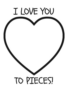 a heart with the words i love you to pieces in black ink on a white background