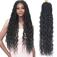 PRICES MAY VARY. New Trendy Deep Wave Faux Locs Hair】The curly faux locs crochet hair,goddess locs crochet hair with curly ends,wavy soft locs crochet braids is synthetic crochet hair for black women. Premium Hair Material：The goddess locs crochet hair is twist locs hair,natural texture,resemble the touch and feel of real human hair.Soft and hold a long time,skin-friendly,no smell,Ideal for your vacation and faux locs look Unique Appearance：The goddess faux locs hair each loc has its curl and wa Soft Locs Crochet Braids, Wavy Crochet Hair, Boho Goddess Locs, Curly Faux Locs Crochet, Soft Locs Crochet, Wavy Crochet, Braids With Curly Ends, Goddess Locs Crochet, Curly Faux Locs