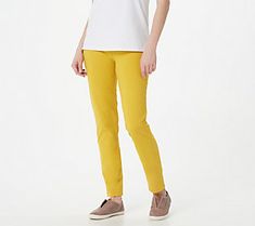 Show off a smooth silhouette for spring with these slim-leg Women with Control(R) pants. The versatile ankle length pairs perfectly with everything from boots to sandals so you can easily transition from season to season. And of course, you get comfortable smoothing thanks to the ever-popular Women with Control fabric blend.  They'll give your confidence a boost! The slim-leg silhouette looks great on every shape and size. Fab finishing touches such as a doubled-layered waistband with seam detai Controlled R, Leg Women, Petite Leggings, Tummy Slimmer, Olive Pants, Camouflage Colors, Grey Sweatpants, Blue Leggings, Slim Leg