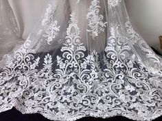 Classic wedding gown lace fabric, ivory alencon fabric, pearls beaded floral lace fabric, pearl embr Dress Curtains, Classic Wedding Gown, Wedding Gown Lace, Floral Lace Fabric, Beaded Lace Fabric, Wedding Gowns Lace, Gift Package, Decoration Party, Holy Communion