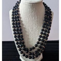 Amazing Blacj Multi Pearl Necklace With Gold Accents. Elegant Buckle Closure. Never Worn. Elegant Black Multi-strand Beaded Necklaces, Black Multi-strand Necklaces For Formal Occasions, Formal Black Multi-strand Jewelry, Formal Multi-strand Black Bead Jewelry, Black Multi-strand Necklace, Elegant Black Long Necklace For Gift, Black Multi-strand Jewelry For Evening, Black Multi-strand Beaded Necklace For Evening, Multi-strand Black Beaded Necklace For Evening