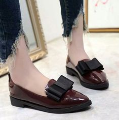 England Vintage Classic Patent Leather Shoes Pointed Head Bowtie Knot Women Shoes Loafers Lace Styles Nigerian, Food Nigerian, Shoes For Women Flats, Oxford Shoes For Women, Nigerian Dress, Shoes For Fall, Nigerian Lace Styles, Black Oxford Shoes, Nigerian Men Fashion