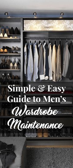 Organize Mens Clothes, Mens Wardrobe Organisation, Mens Closet Aesthetic, Men’s Closet Layout, Mens Closet Organization Ideas, Men’s Wardrobe, Men’s Closet Ideas, Men’s Closet