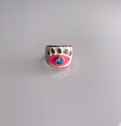 Gorgeous enamel Ring! This ring is more than a fashion statement, it is also a beautiful piece of artwork! Grab yours today! Specifications: . Enamel - Turquoise and Blue Evil Eye Ring . Adjustable Pink Open Enamel Ring, Pink Enamel Promise Ring, Pink Enamel Open Ring, Gift Rings With Black Enamel, Enamel Round Promise Ring, Enamel Open Promise Ring, Round Enamel Promise Ring, Blue Enamel Open Ring Jewelry, Hand Painted Enamel Ring Jewelry