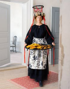 St. Lucia (Swedish traditional yuletide costume) St Lucia Day, Folklore Fashion, Swedish Traditions, Swedish Christmas, Saint Lucia, Hair Girls, Nordic Christmas, Folk Dresses