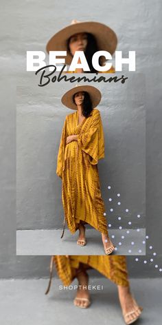 Hippie neo soul outfits for the beach. Bohemian beach outfit ideas we love Oversized V-neck Beachwear Cover-up, One Size Long Cover-up For Day Out, Flowy Long Cover-up For Vacation, Long Flowy Cover-up For Vacation, Bohemian V-neck Swimwear For Beach, Open Front Maxi Dress For Beach Cover-up, Summer Hippie V-neck Kimono, Printed Kimono Beach Cover-up For Beach Season, Summer Wrap Kaftan For Beach Cover-up