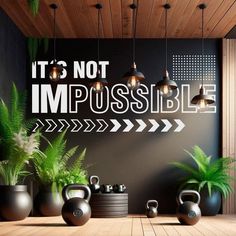 Elevate your gym or workout space with our Inspiration Wall Art Vinyl for Fitness Room Motivation Transform your gym space with the powerful message, "It's Not Impossible"! This motivational die-cut vinyl wall decal is perfect for bodybuilding workout enthusiasts and anyone looking to infuse their environment with determination, transformation, and encouragement. Ideal for home gyms or any space in need of positive affirmation, this stunning piece will elevate your decor while pushing you towards your goals. Whether it's your workout zone or personal space, this decoration aesthetic adds the perfect touch of inspiration and strength. Let this piece remind you daily that with determination, anything is possible! Sizes Available: * XXL: 280 cm wide x 120 cm tall | 110.23 inches wide x 47.24 Gym Mural Wall Art, Exercise Room Decor, Gym Mural, Room Motivation, Gym Space, Inspiration Wall Art, Wall Art Vinyl, Mural Inspiration, Gym Logo