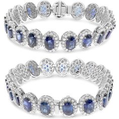 Roman & Jules 18K White Gold Oval Sapphire Bracelet - 4.21 Carat Diamonds, 18.68 Carat Sapphires Oval Bracelets With Diamond Accents, Fine Jewelry, Oval Bracelets With Diamond Accents, Luxury Sapphire Diamond Round Bracelet, Luxury Sapphire Diamond Bracelet, Luxury Oval Bracelets With Diamond Accents, Luxury Sapphire Diamond Bracelet For Formal Occasions, Luxury Sapphire Diamond Bracelet For Formal Events, Luxury Sapphire Bracelet For Formal Occasions, Luxury Oval Diamond Bracelet With Gemstone