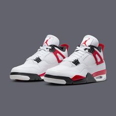 Designer Shoes Sneakers, Air Jordan Retro 4, Jordan 4 Red, Jordan 4 White, Jordan Retro 4, Nike Air Jordan Retro, Embroidery Shoes, Air Jordan 4 Retro, Retro Shoes