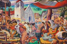 an oil painting of people eating and drinking