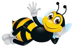 a cartoon bee flying through the air with its legs spread out and eyes wide open