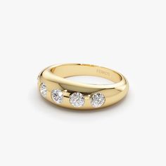 Made to Order Gold Kt: 14K (also available in 18K) Available Gold Colors: Rose Gold, Yellow Gold, White Gold Round Diamond: 5 Pcs 3.65 MM Diamond Color & Clarity: G Color SI Clarity Diamond Ctw: 0.90 ctw Two Diamond Ring Designs, Dome Engagement Ring, Chunky Diamond Wedding Band, Chunky Wedding Band, 5 Diamond Ring, Heirloom Ring, Forever Rings, Jewelry 2023, Gold Bubbles