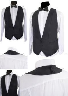 Luxire Tuxedo vest   Tuxedo vest to complete gentleman’s attire.  Features: Buttoning strap, shawl collar, welted hip pockets. Classic Fitted Vest Top, Business Vest With Single Button, Business Vest With Single Button Sleeveless, Business Sleeveless Vest With Single Button, Formal Fitted Backless Top, Fitted Backless Formal Tops, Fitted Backless Top For Formal Occasions, Classic Black Vest For Party, Classic Black Party Vest