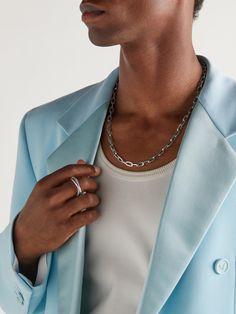 Bottega Veneta's wide chain link necklace has been crafted in Italy from sterling silver. Wear it solo or layer it with similar styles. Chain Necklace For Men, Sterling Silver Chain Necklace, Necklace For Men, Accessories Jewelry Necklace, Silver Chain Necklace, Chain Link Necklace, Link Necklace, Mr Porter, Men Necklace