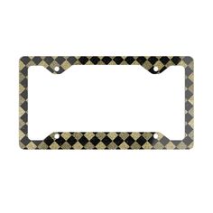 a black and gold checkered license plate