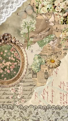 an altered collage with flowers and butterflies