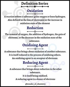 the definition of an oxidation is shown in this text box, which includes two different types of oxidins