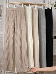 High Waisted Loose Solid Color Pants Trousers KHAKI-One_size Wide Leg Pants Women, Clueless Outfits, Color Pants, Fall Pants, Solid Color Pants, Leisure Fashion, Loose Trousers, Simple Trendy Outfits, Black Trousers