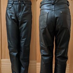 These Are Thick But Soft Leather And Lined To Mid Calf. Hardly Worn Almost Brand New Condition. 28" Waist And 29.5" Inseam Unhemmed. Hem With Contact Cement To Shorten Or Wear As Is. As Seen In The Last Pic From The Schott Website These Pants Currently Sell For $660. Free Shipping Within The Usa. Fitted Straight Leg Motorcycle Bottoms, Fitted Straight Leg Motorcycle Pants, Fitted Straight Leg Motorcycling Pants, Fitted Moto Style Bottoms With Straight Leg, Classic Full-length Leather Pants With Belt Loops, Classic Full Length Leather Pants With Belt Loops, Fitted Moto Straight Leg Pants, Fitted Straight Leg Moto Pants, Moto Style Fitted Straight Leg Pants