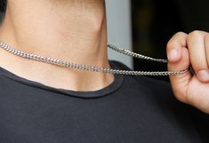 High Quality Stainless Steel Silver 5mm Curb Chain Necklace for Men or WomanYou'll love this waterproof stainless steel handmade chain necklace! You can wear it with confidence knowing that it won't tarnish or lose its shine! This is a durable, long lasting and comfortable piece of jewelry. Plus, with a customizable length, you can choose the length to suit your style and comfort. Althought it is a thick chain, it is perfect for daily wear and you will not feel it being too heavy for wearing for Chain Necklace For Men, Handmade Chain, Curb Chain Necklace, Necklace For Men, Chain Link Necklace, Curb Chain, Ladies Boutique, Steel Chain, Stainless Steel Chain