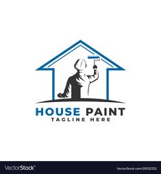 a house painter logo with a man holding a paint roller