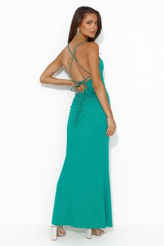 Length from bust to hem of size S: 127cm. Chest:32cm, Waist: 32cm, size S. Maxi dress. Unlined. Model is a standard XS and is wearing XS. True to size. Slight-stretch. Cowl neckline. Crisscross back. Zipper. Cold hand wash only. Polyester/Spandex. You'll be best dressed at any party in the On Full Display Maxi Dress. Featuring a cowl neckline and crisscross back. Style with heels for all the likes.