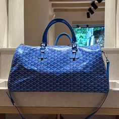 Goyard Bag Luxury Tote Duffle Bag For Shopping, Luxury Top Handle Travel Bag For Errands, Luxury Travel Bag With Top Handle For Errands, Designer Blue Satchel With Large Capacity, Luxury Duffle Bag For Shopping, Luxury Double Handle Duffle Bag For Shopping, Designer Blue Bag With Double Handle, Luxury Satchel Duffle Bag For Shopping, Luxury Tote Duffle Bag For Errands