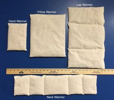 four pieces of white paper with measurements on them