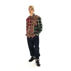 A relaxed fitted plaid color blocked patchwork shirt. Patchwork Flannel, Patchwork Shirt, Flannel Shirts, Mens Button Up, Fall Floral, Lifestyle Shop, Brand Colors, Scandinavian Style, Flannel Shirt