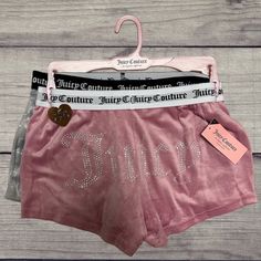 Nwt Juicy Couture 2pck Velour Shorts Brand New With Tags 2 Pack Of Shorts: 1 Dusty Pink With Juicy Logo (Rhinestone) 1 Gray With Embossed Jc Logo Juicy Couture Clothes, Pijamas Women, Velour Shorts, Pink Girly Things, 2000s Fashion Outfits, Baggy Pants, Baddie Outfits Casual, Cute Everyday Outfits, Cute Simple Outfits