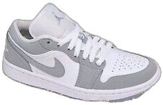 Casual Gray Nike Jordan Shoes, Nike Gray Jordan Shoes For Sports, Casual Nike Jordan Shoes In Gray, Casual Jordan Shoes With Air Cushioning, Gray Nike Air Force 1 Lace-up For Sports, Nike Jordan Low-top Gray Shoes, Casual Gray Nike Air Force 1 Sneakers, Jordan 1 Low Wolf Grey, Nike Air Jordan 1 Low