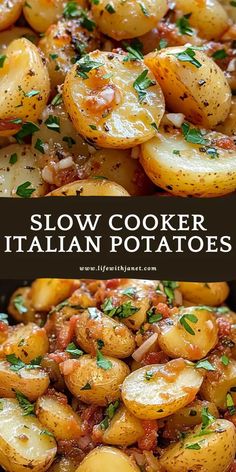 this is an image of slow cooker italian potatoes