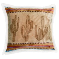 a decorative pillow with three cacti on the front and one cactus on the back