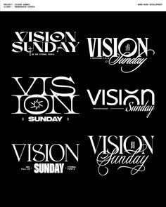 some type of font that is black and white with the words vision sunday on it