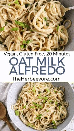 vegan, gluten free, 20 minutes oat milk alfredo with fresh herbs