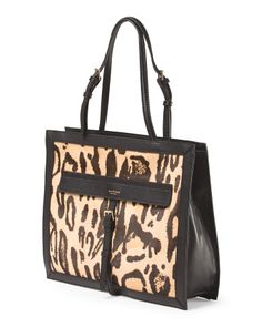 Leather Fern Haircalf Tote Fashion Handbags, Fern, Leather, Handbags