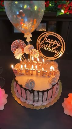 a birthday cake sitting on top of a table