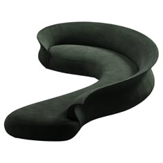 the curved chair is made out of black fabric