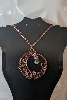 Bohemian Moon Pendent Necklace. Copper chain can either be 12, 14, 16, or 18 inches in length. Pendent Necklace, Copper Chain, Bohemian Jewelry, Necklace Etsy, Jewelry Necklace Pendant, Pendant Necklaces, Jewelry Necklaces, Copper, Moon